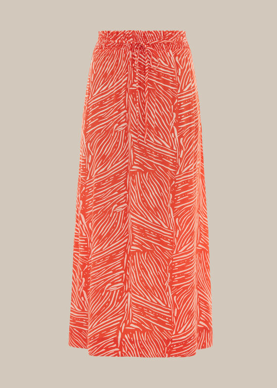Red Tiger Palm Smocked Waist Skirt