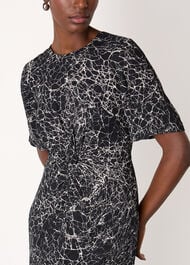 Crackle Print Twist Midi Dress