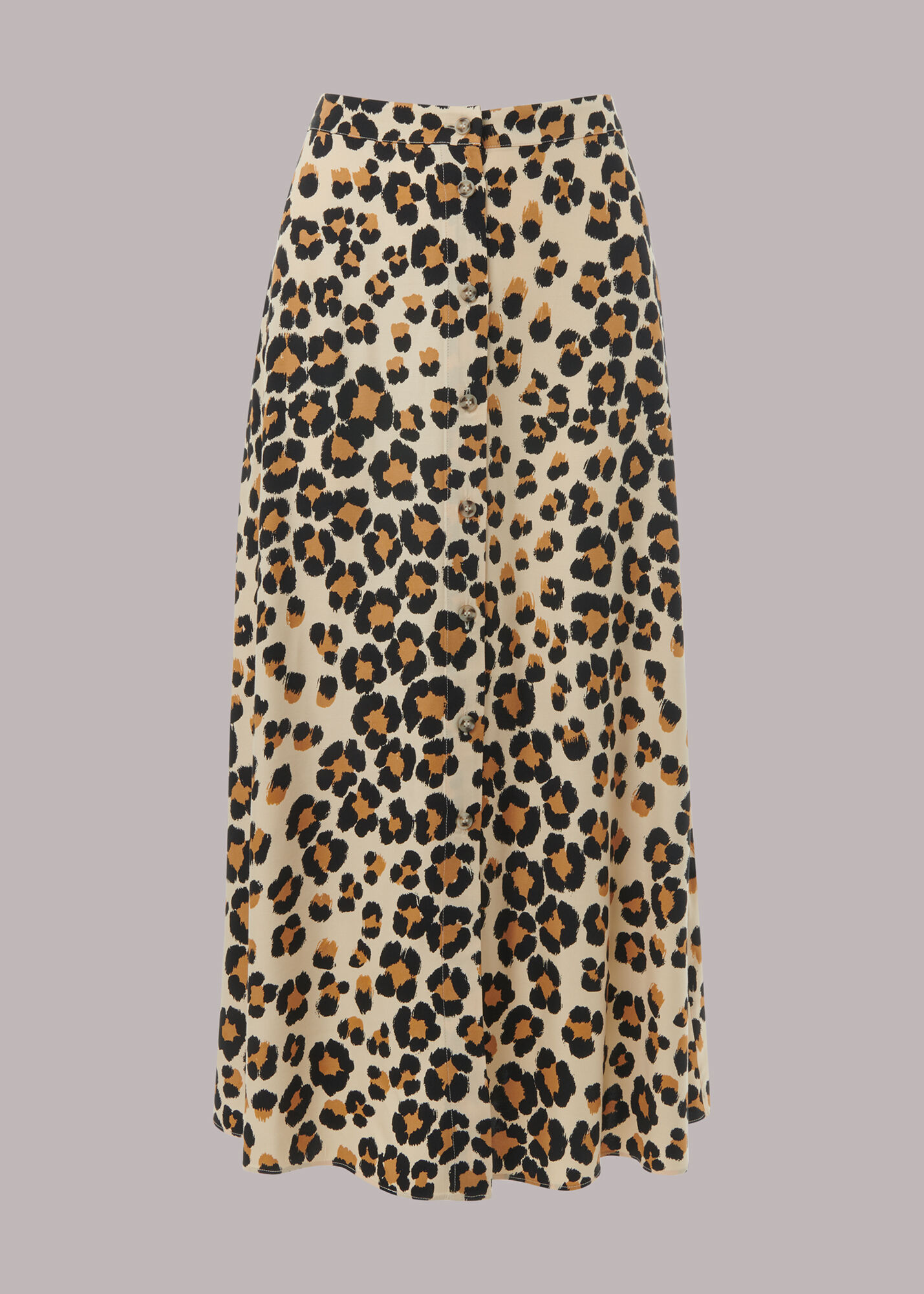 Painted Leopard Button Skirt WHISTLES Whistles UK