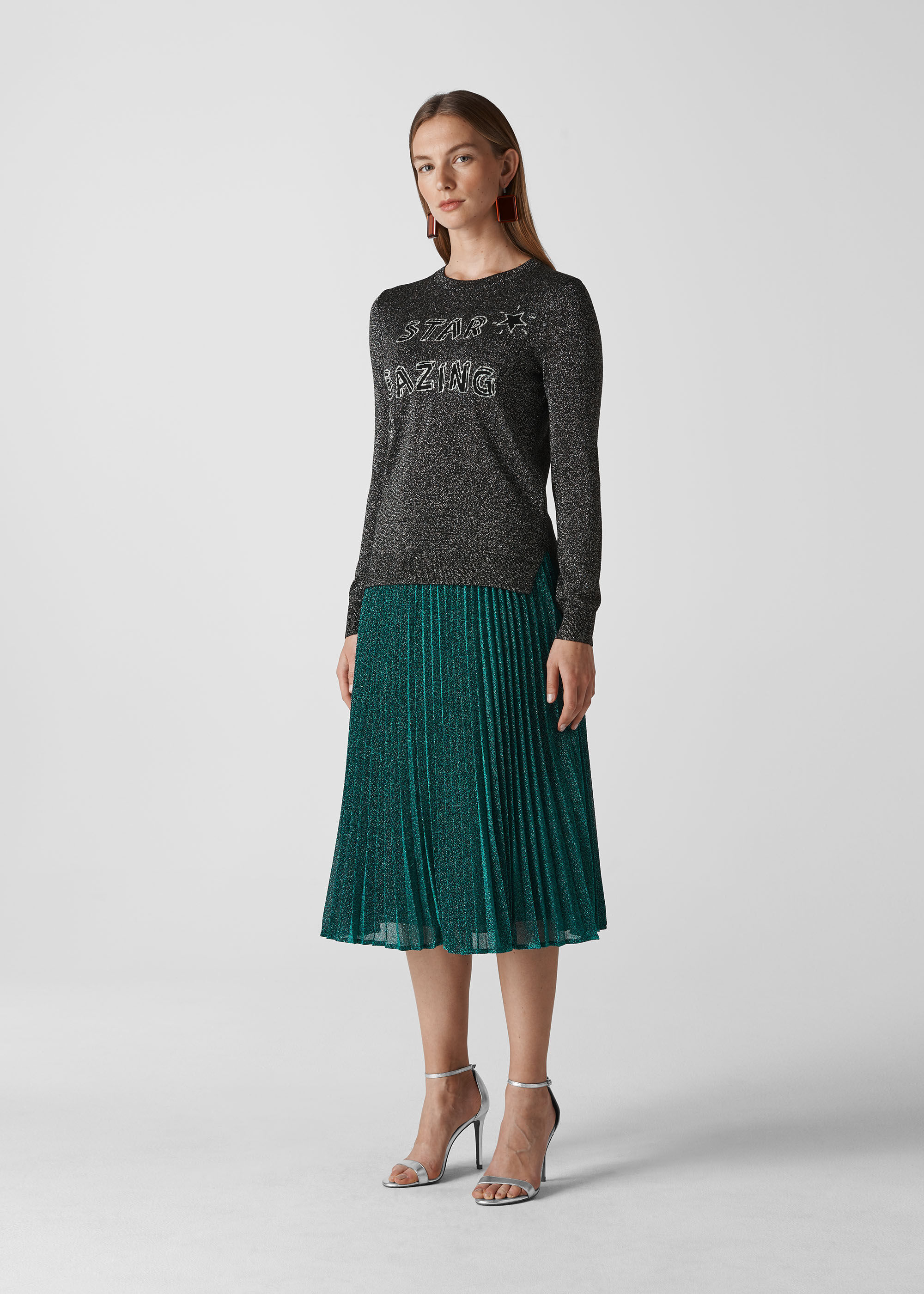 Silver Star Gazing Sparkle Sweater WHISTLES