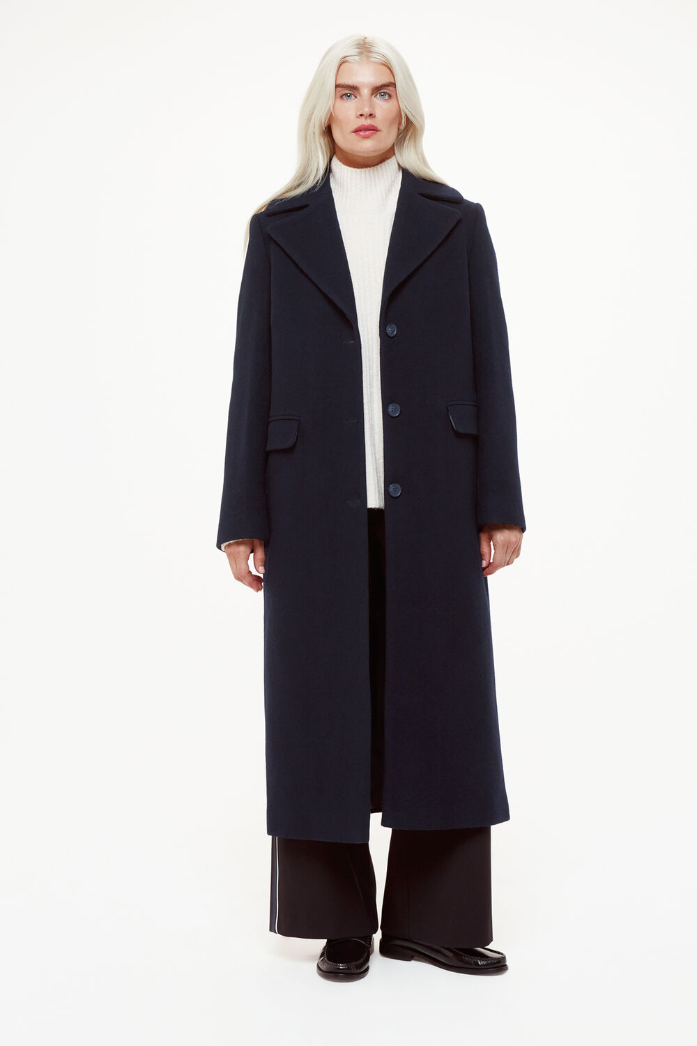 Navy Petite Amalia Longline Coat