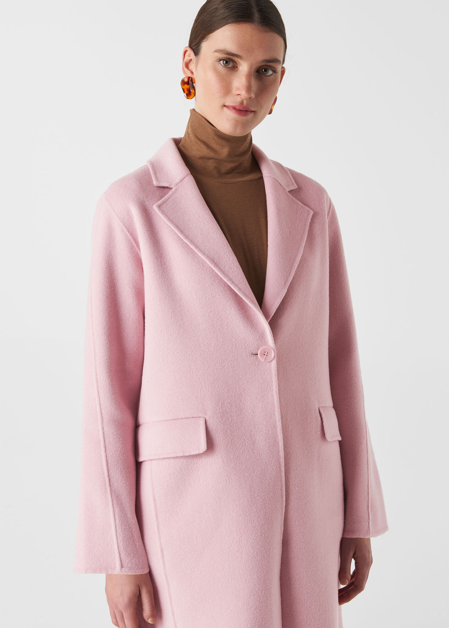 Pale Pink Nell Double Sided Crombie Coat WHISTLES