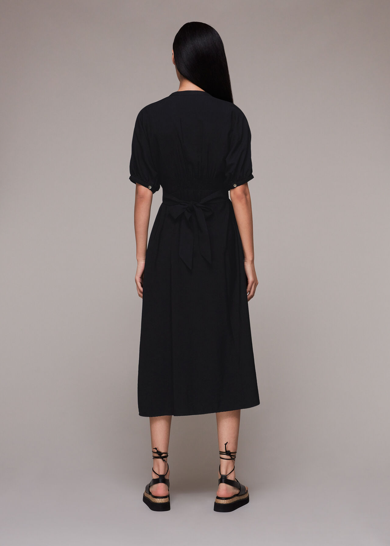 Black Amber Midi Dress | WHISTLES | Whistles US