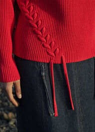 Lacing Detail Rib Sweater