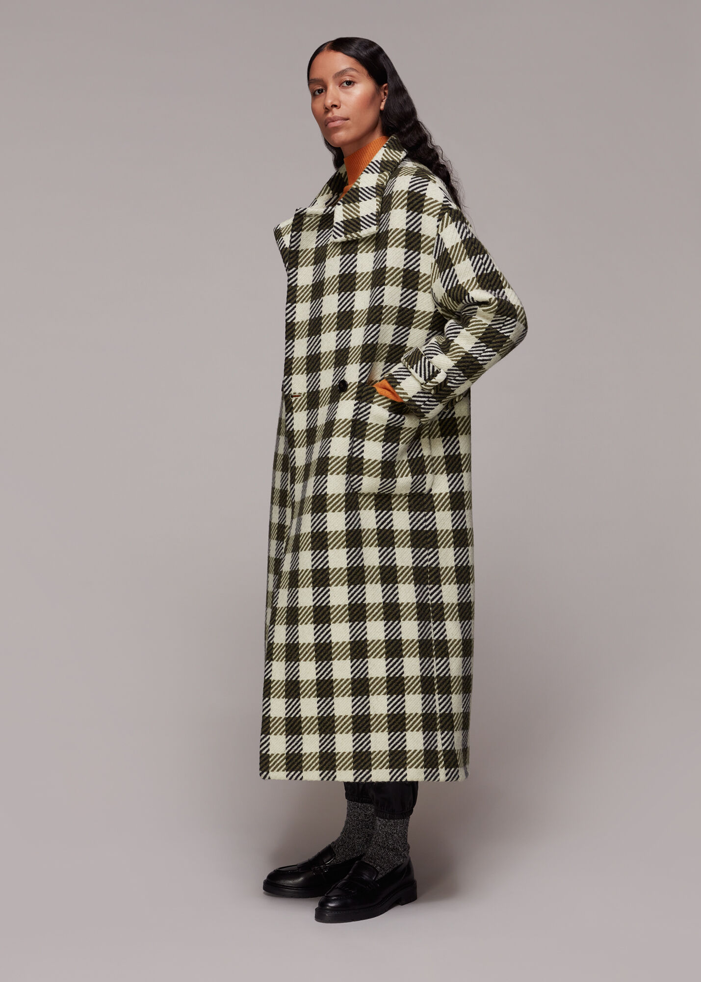 Gabriella Wool Check Coat |