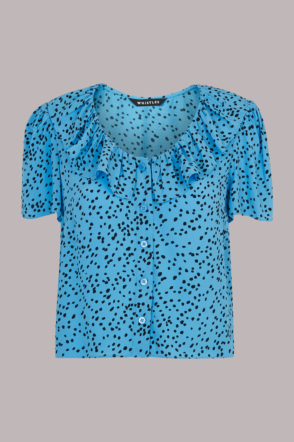 Blue Spotted Dot Collar Top