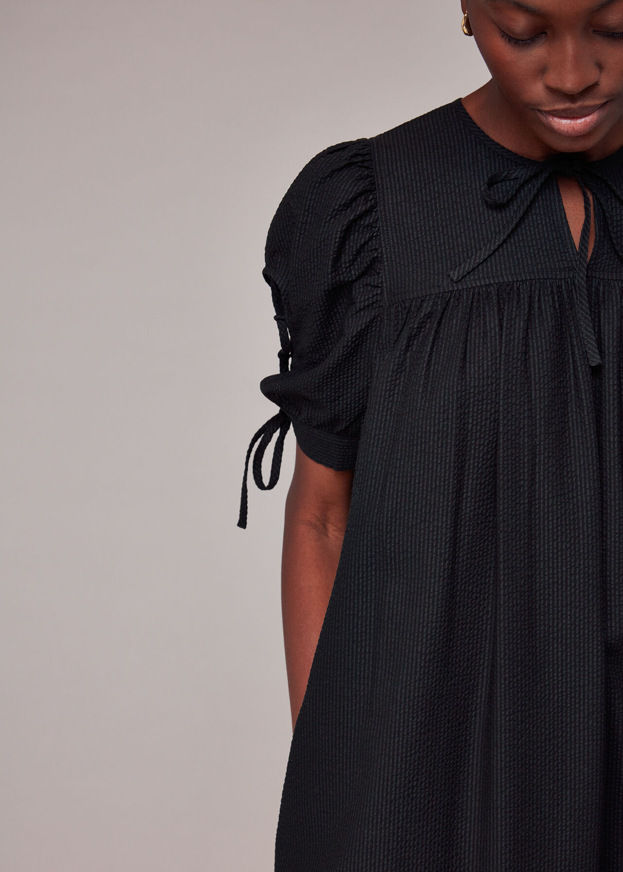 Elsie Seersucker Trapeze Dress