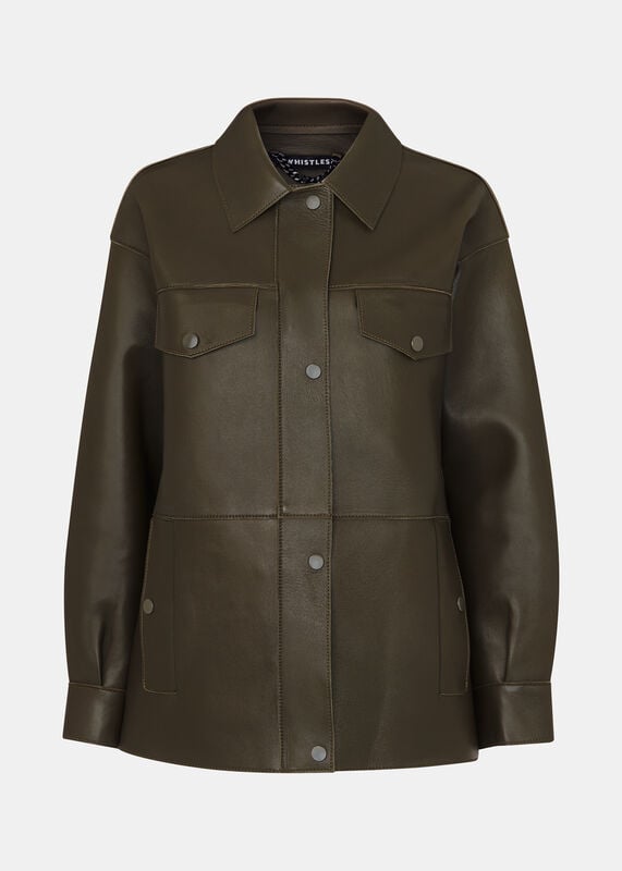 Khaki Clean Bonded Leather Jacket