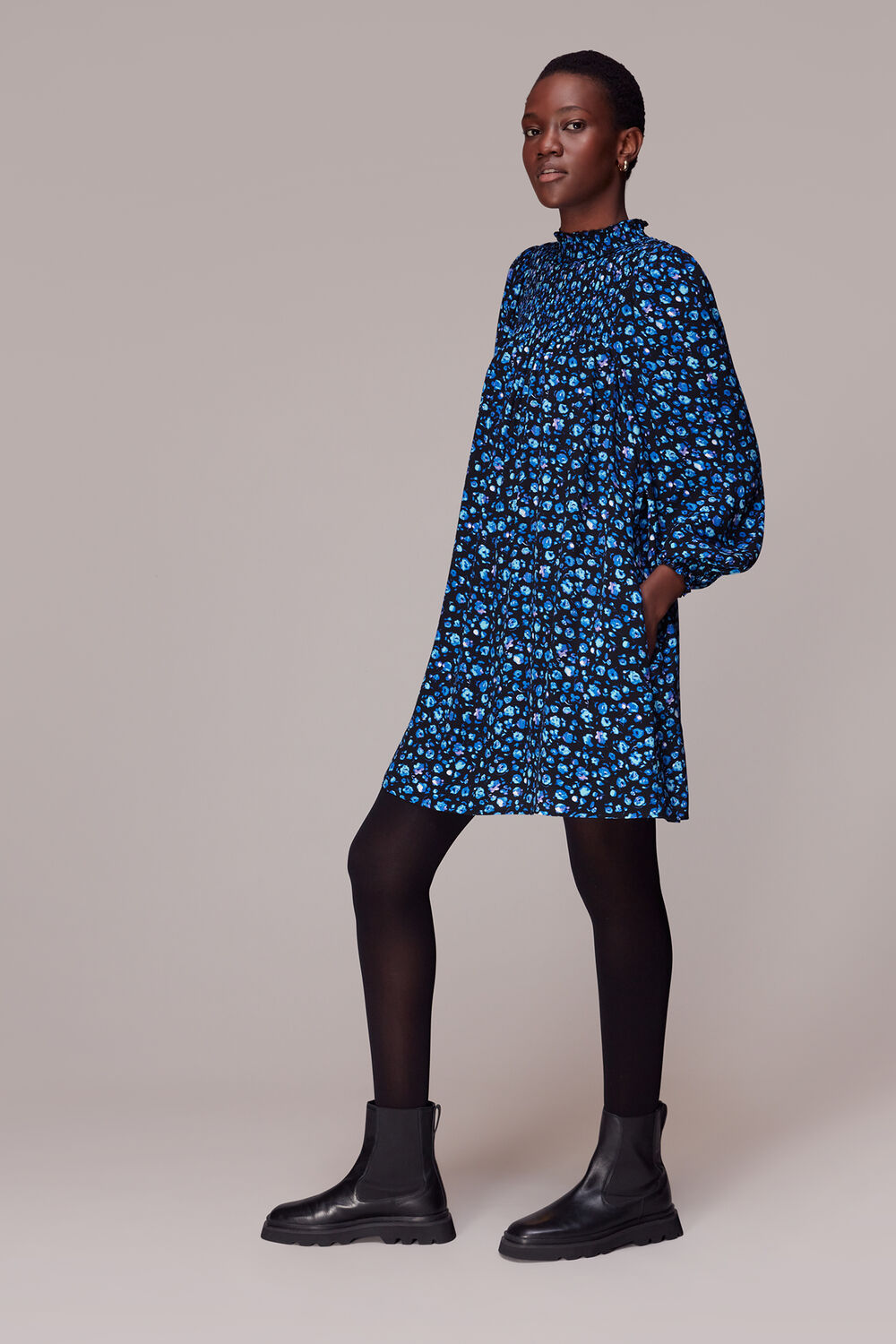 Blurred Floral Trapeze Dress