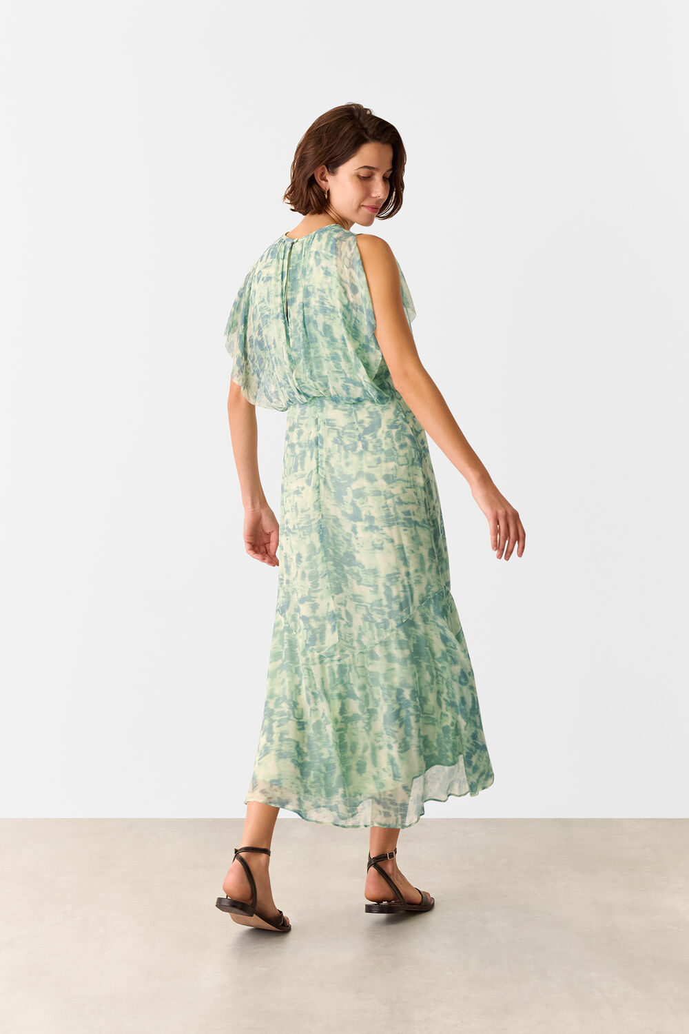 Dashed Brush Marks Midi Dress