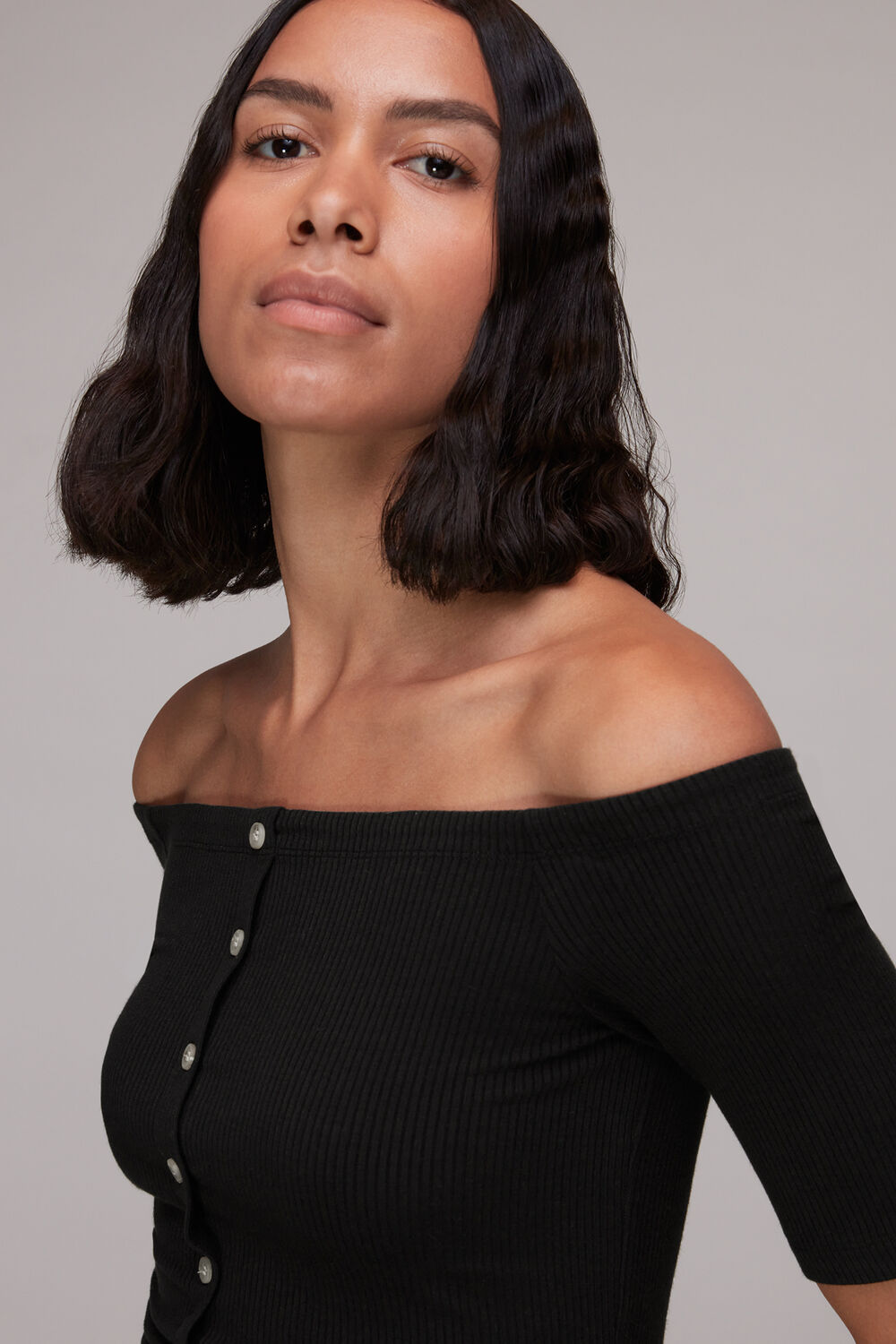 Black Rumi Ribbed Bardot