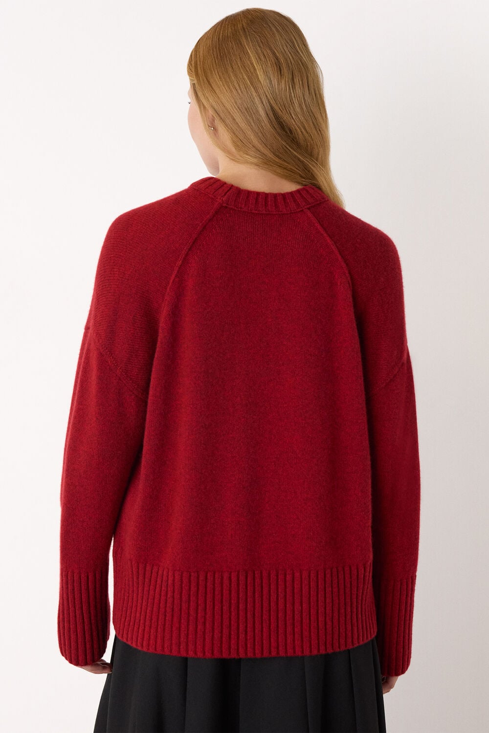 Dark Red Heavy Cashmere Crew Neck Knit