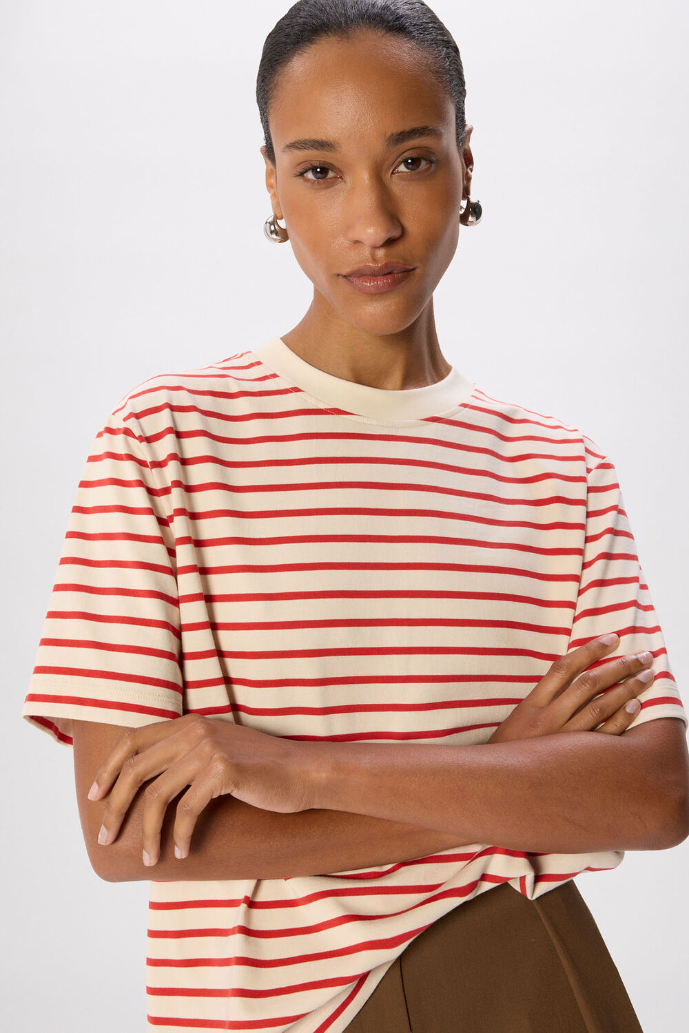 Red Stripe Relaxed Cotton T-shirt