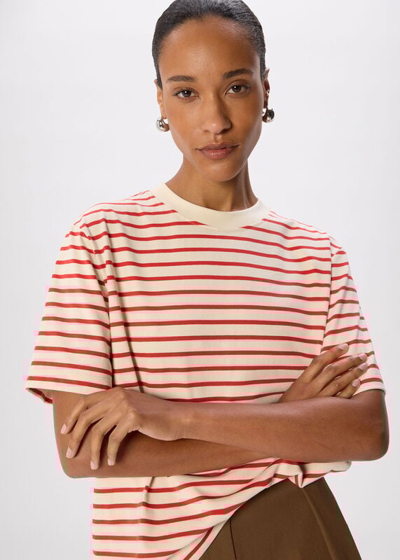 Red Stripe Relaxed Cotton T-shirt