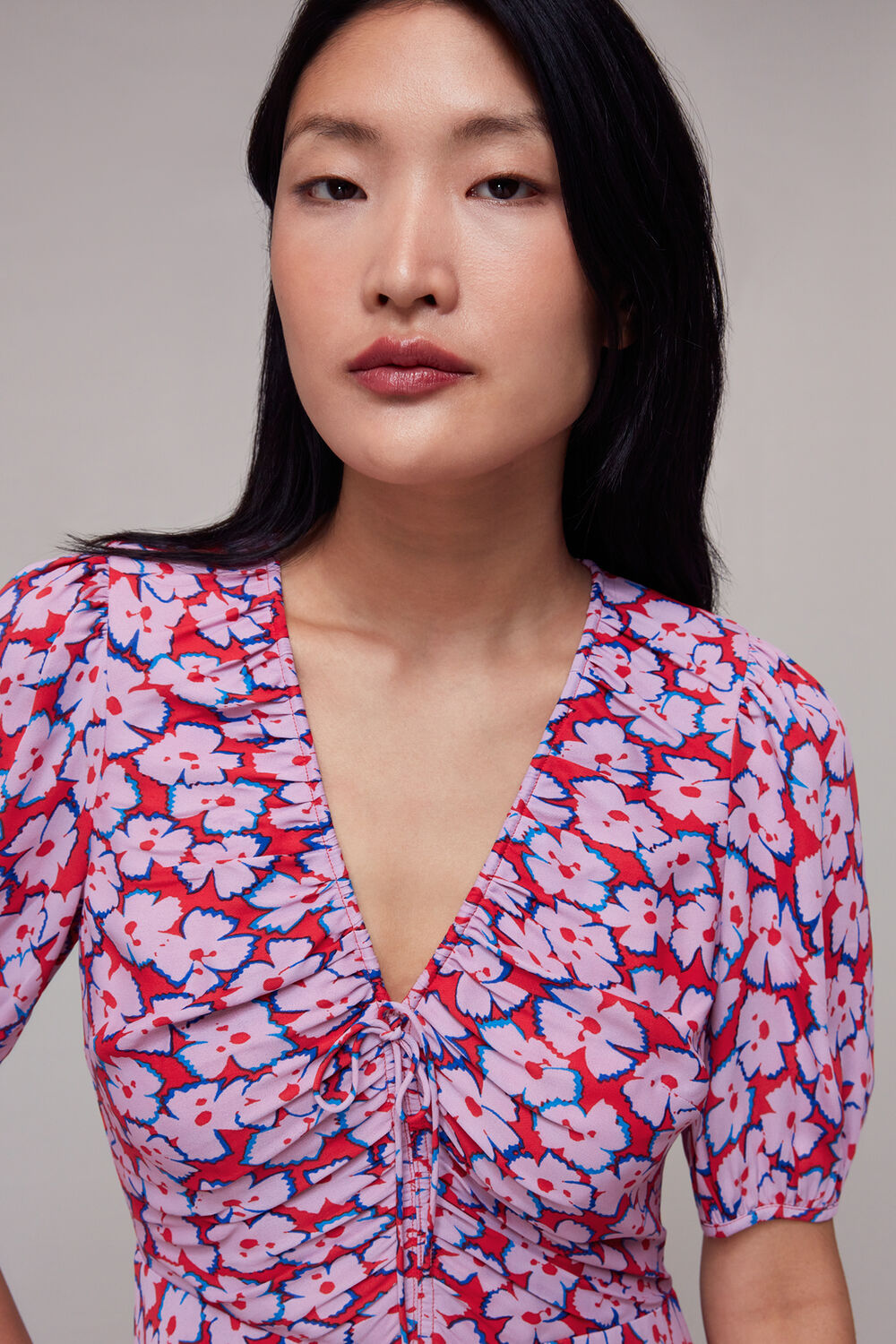 Pink Farfalle Flower Midi Dress