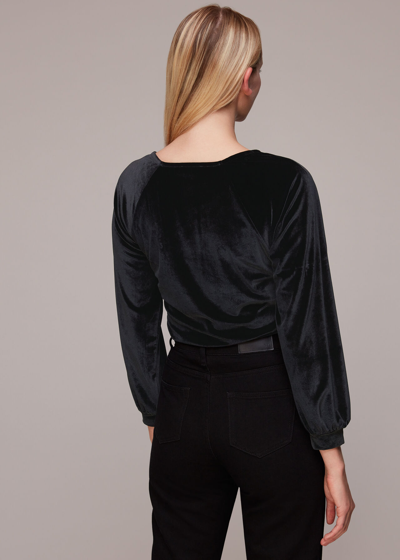 Asymmetric Neck Velvet Top