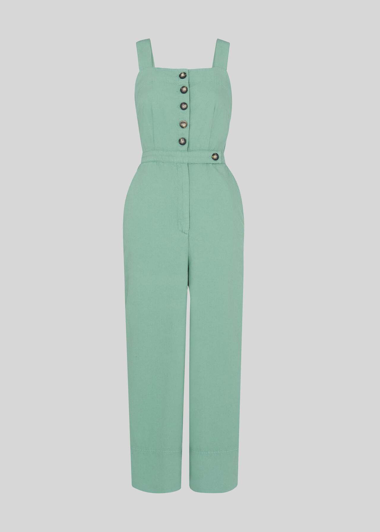 Tia Denim Button Jumpsuit Pale Green