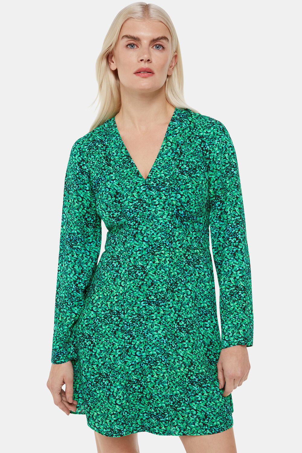 Green Petite Dappled Floral Lori Dress