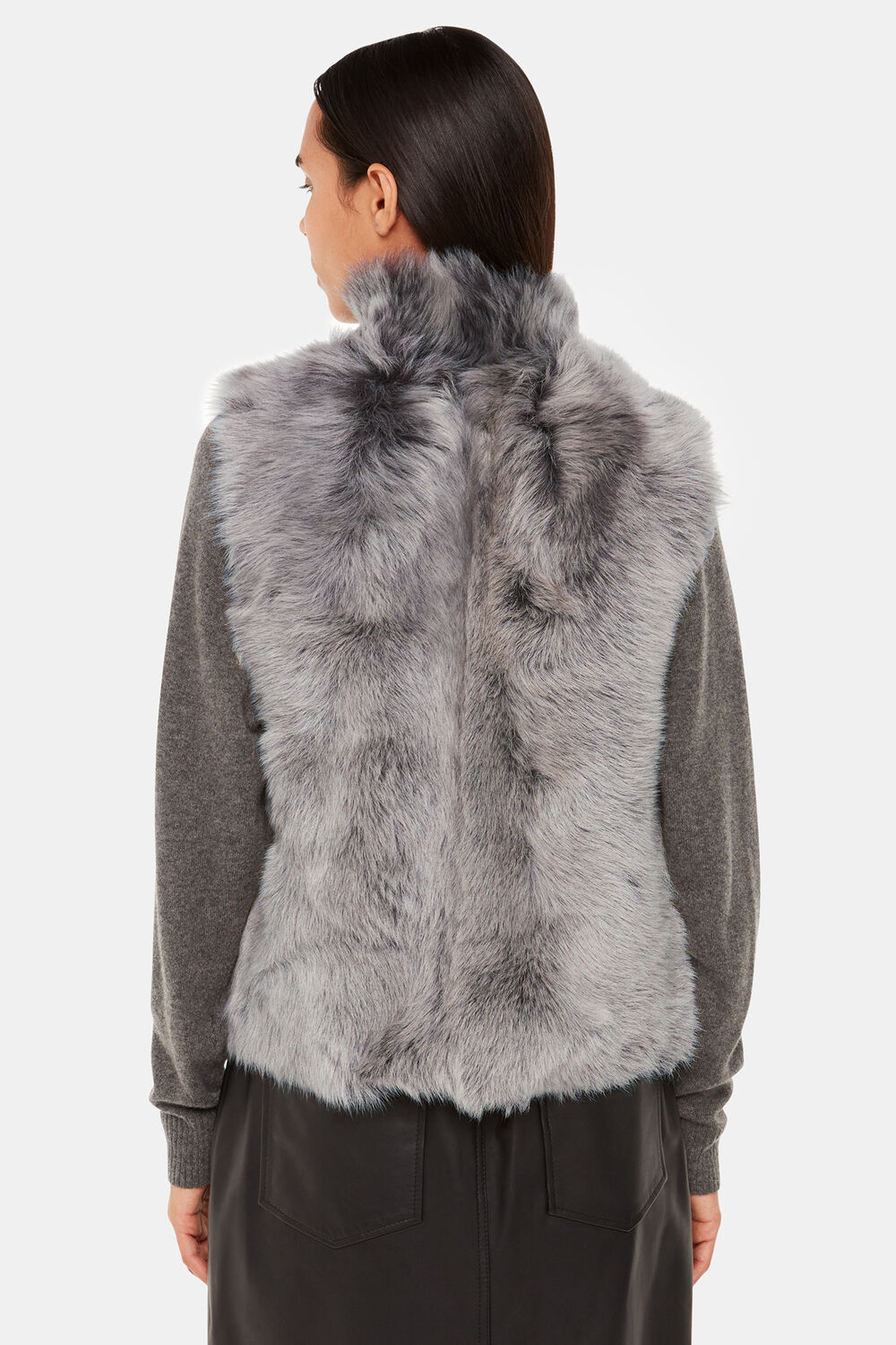 Grey Short Toscana Sheepskin Gilet