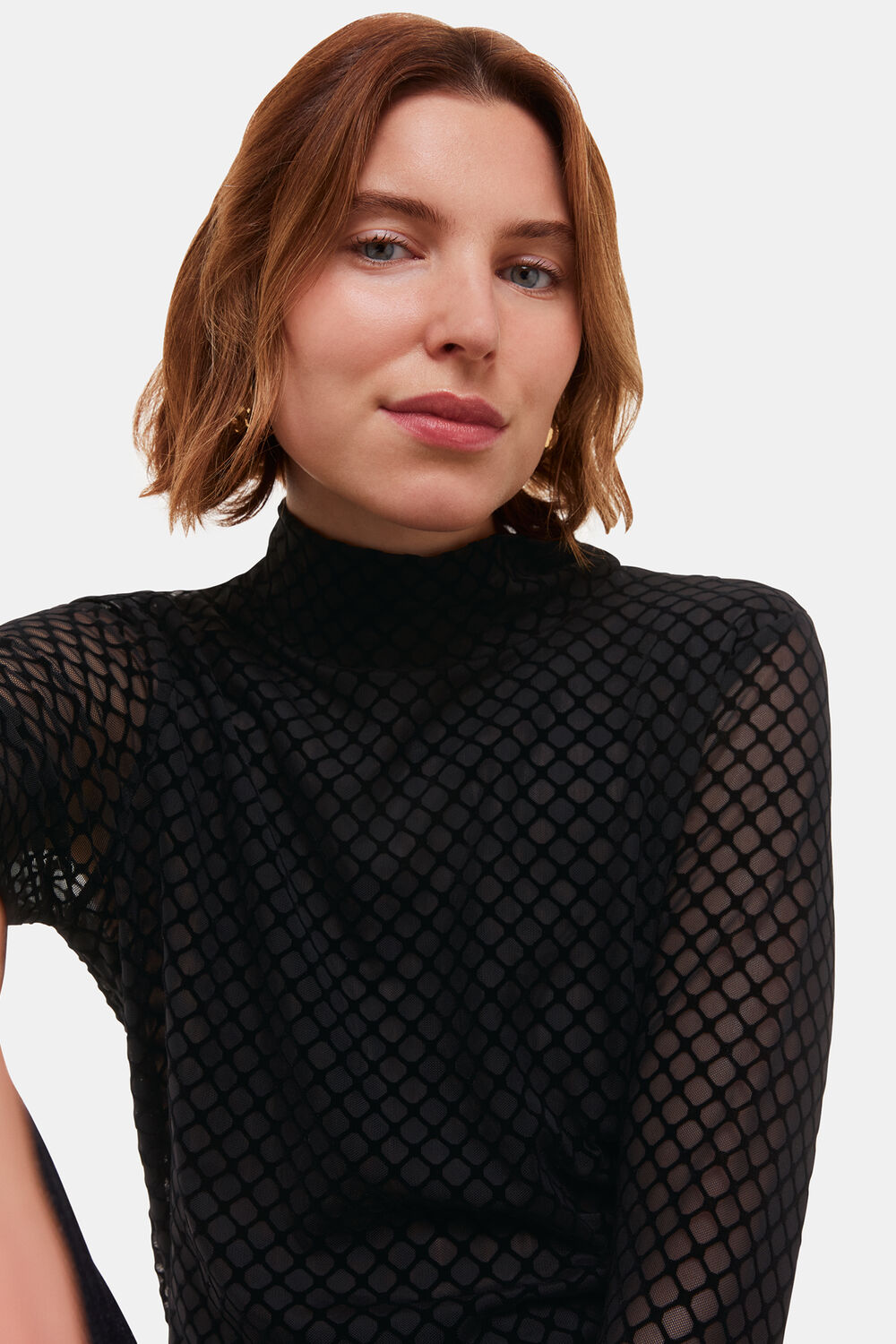 Checked Flocked Mesh Top