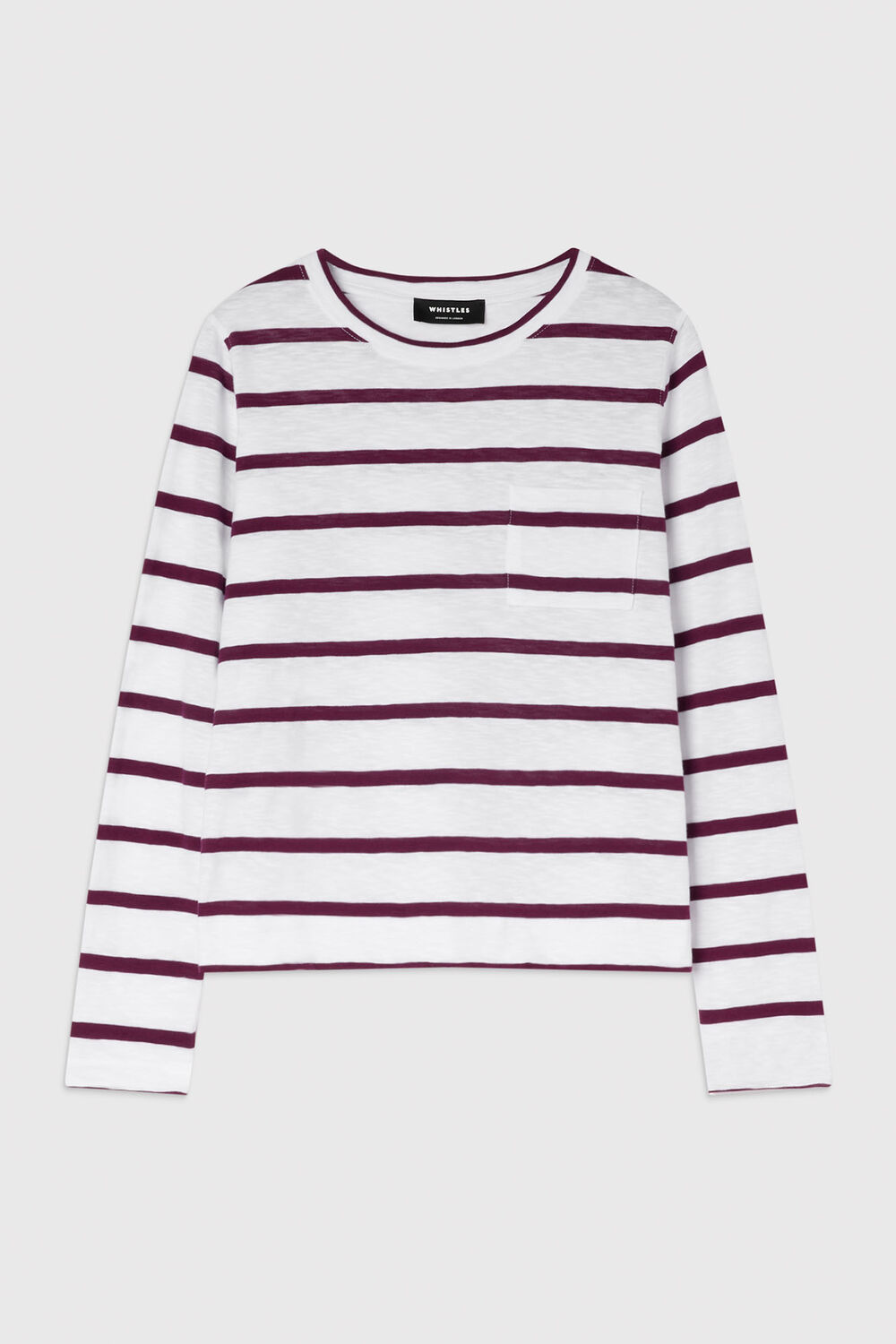 Burgundy Stripe Crew Neck Pocket Top