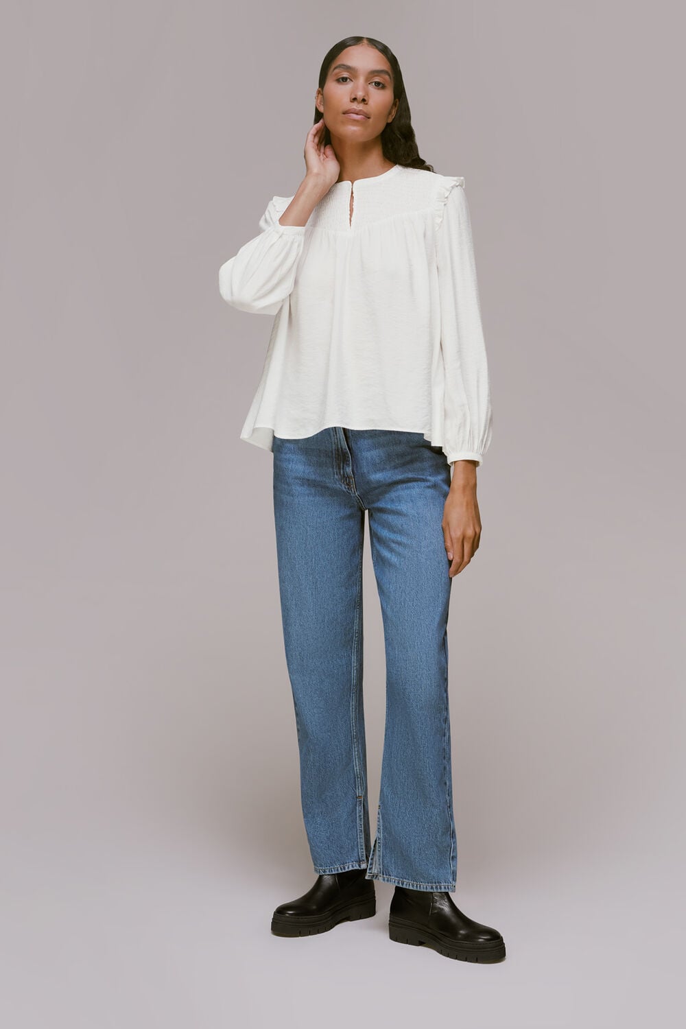 Megan Shirred Detail Top
