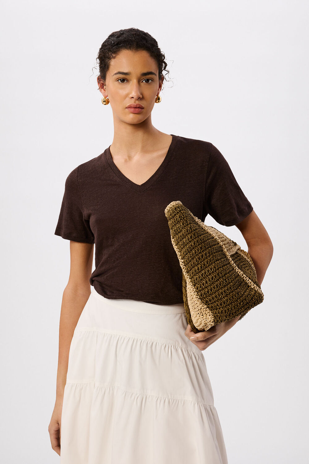 Linen V Neck T-Shirt