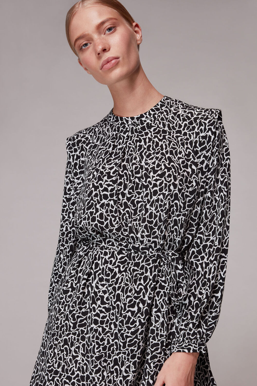 Swirl Print Belted Dress