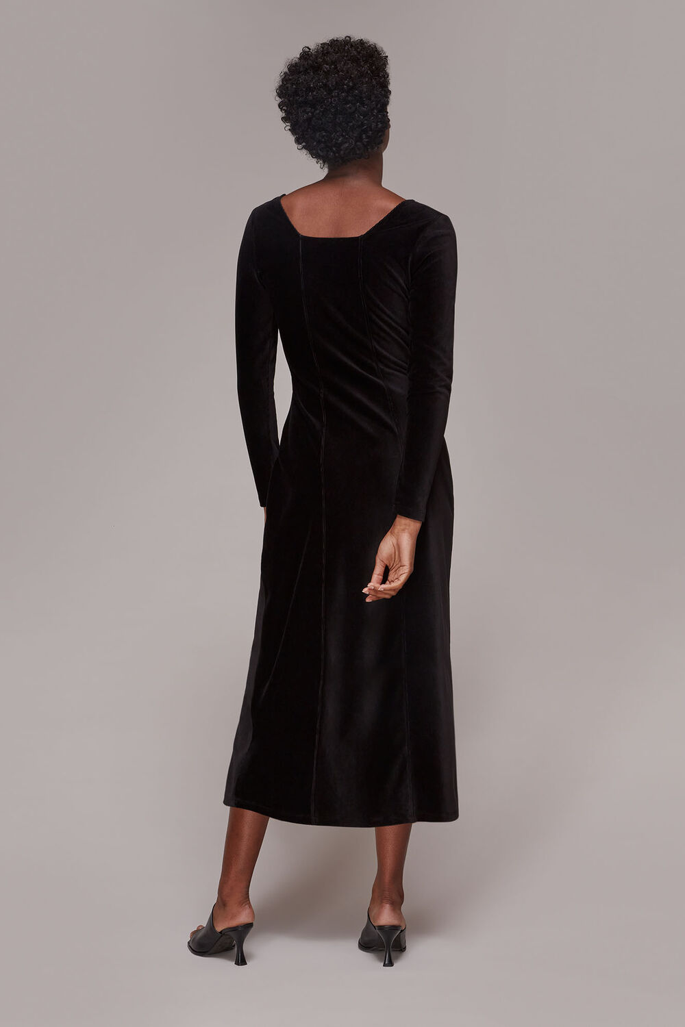 Black Cord Velvet Bust Detail dress