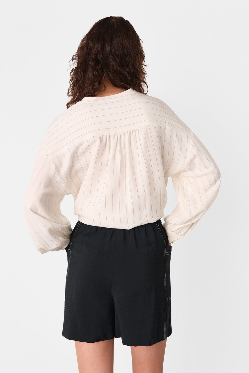 Black Contrast Stitch Pull On Short