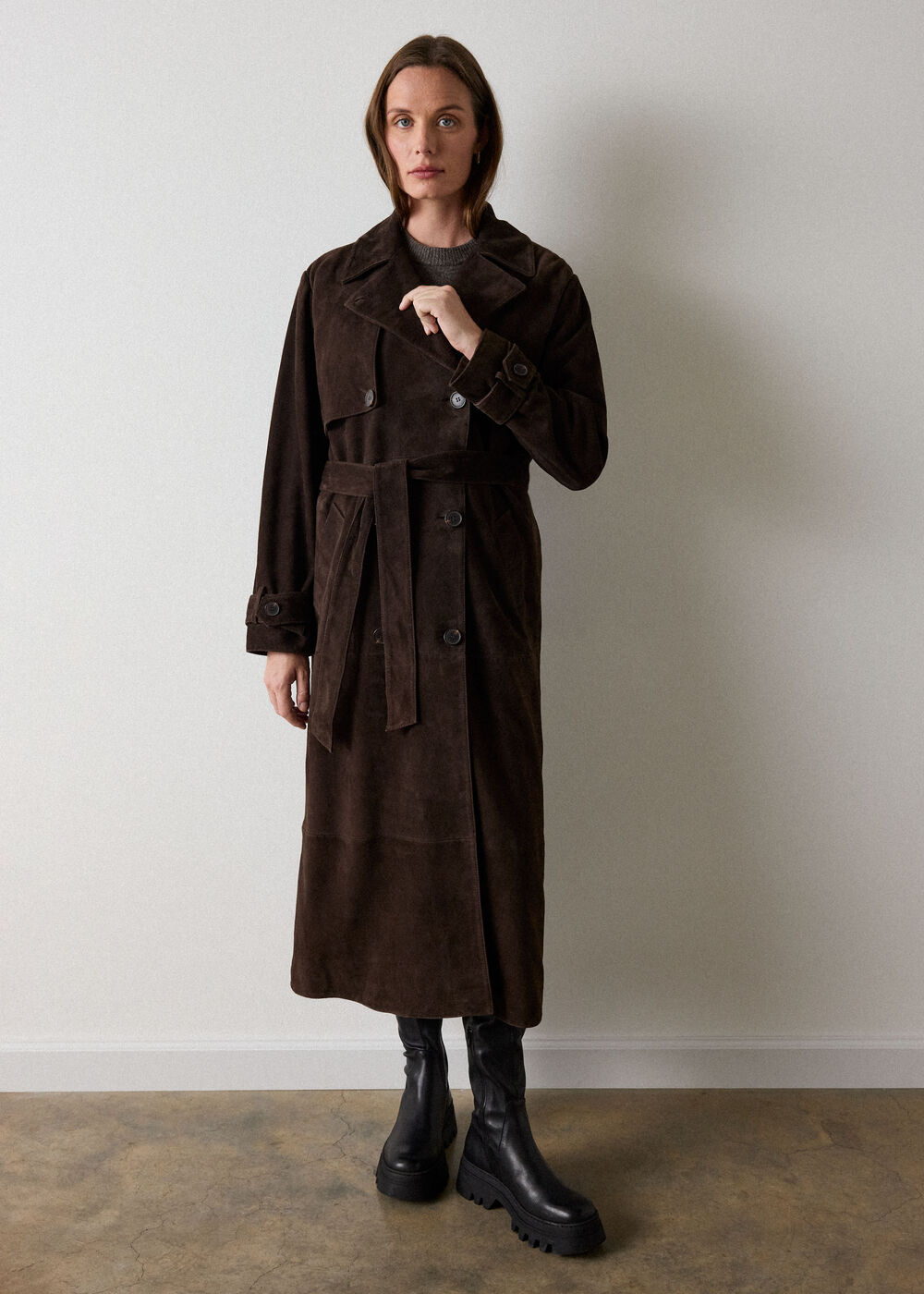 Suede Trench Coat