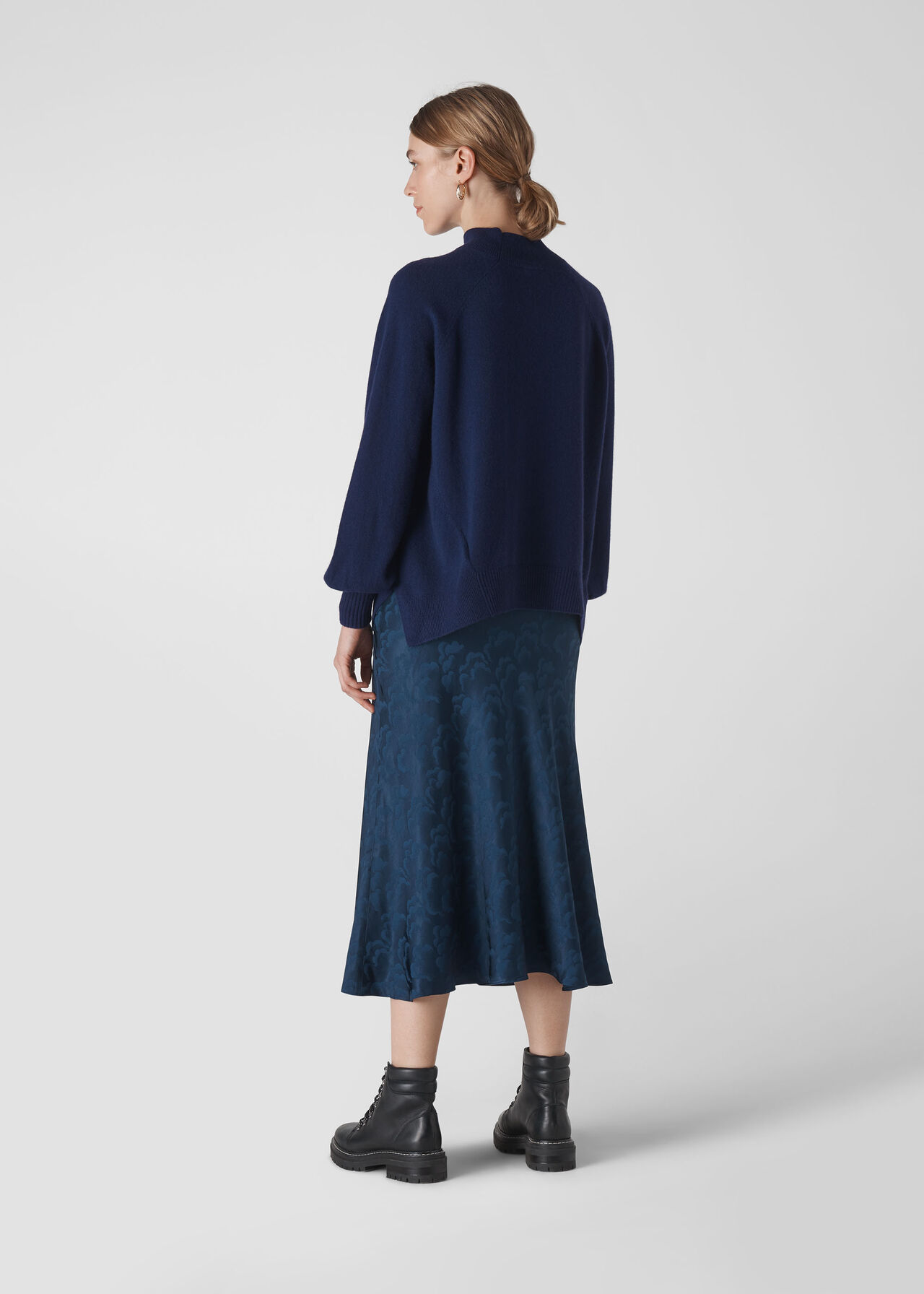 Navy Funnel Neck Cashmere Knit | WHISTLES | Whistles UK