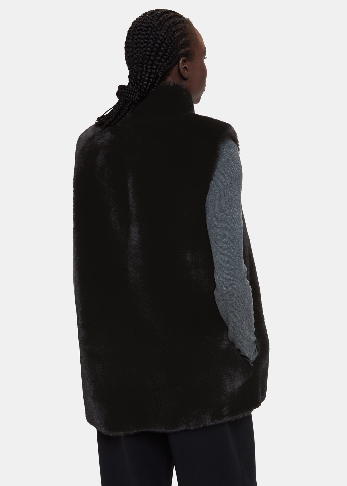 Mens black faux fur vest new arrivals