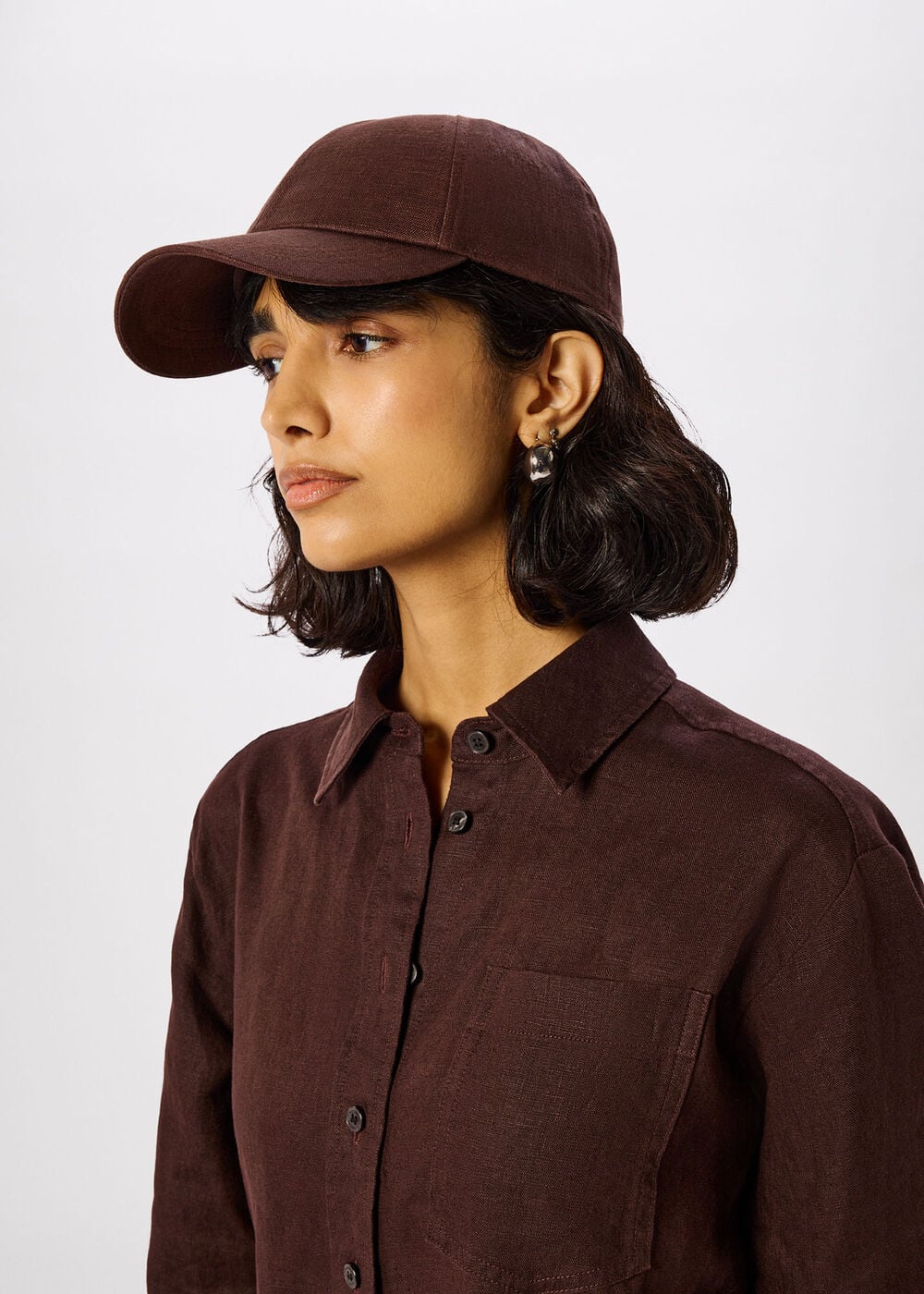 Chocolate Linen Cap