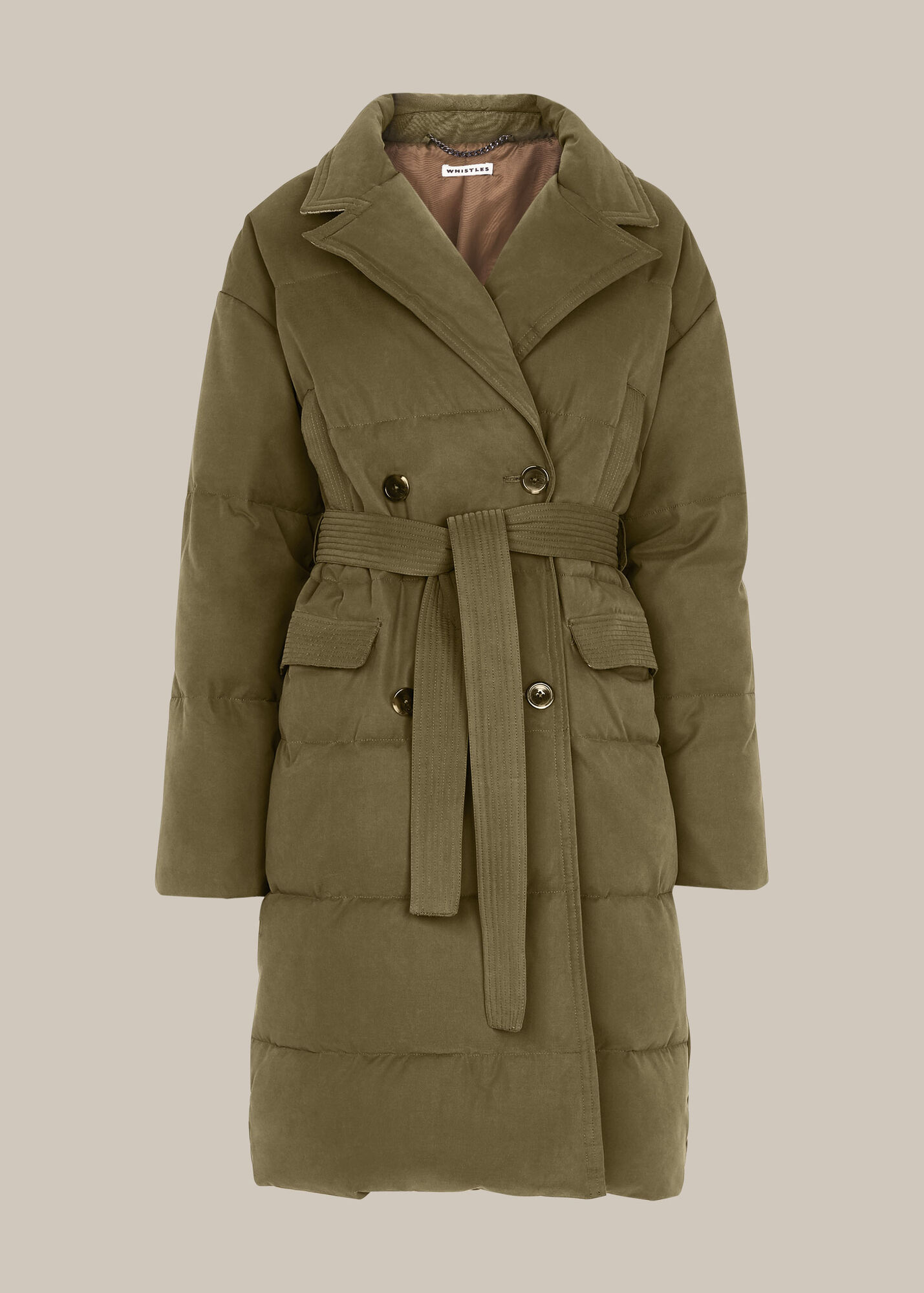 Khaki Trench Puffer Coat WHISTLES