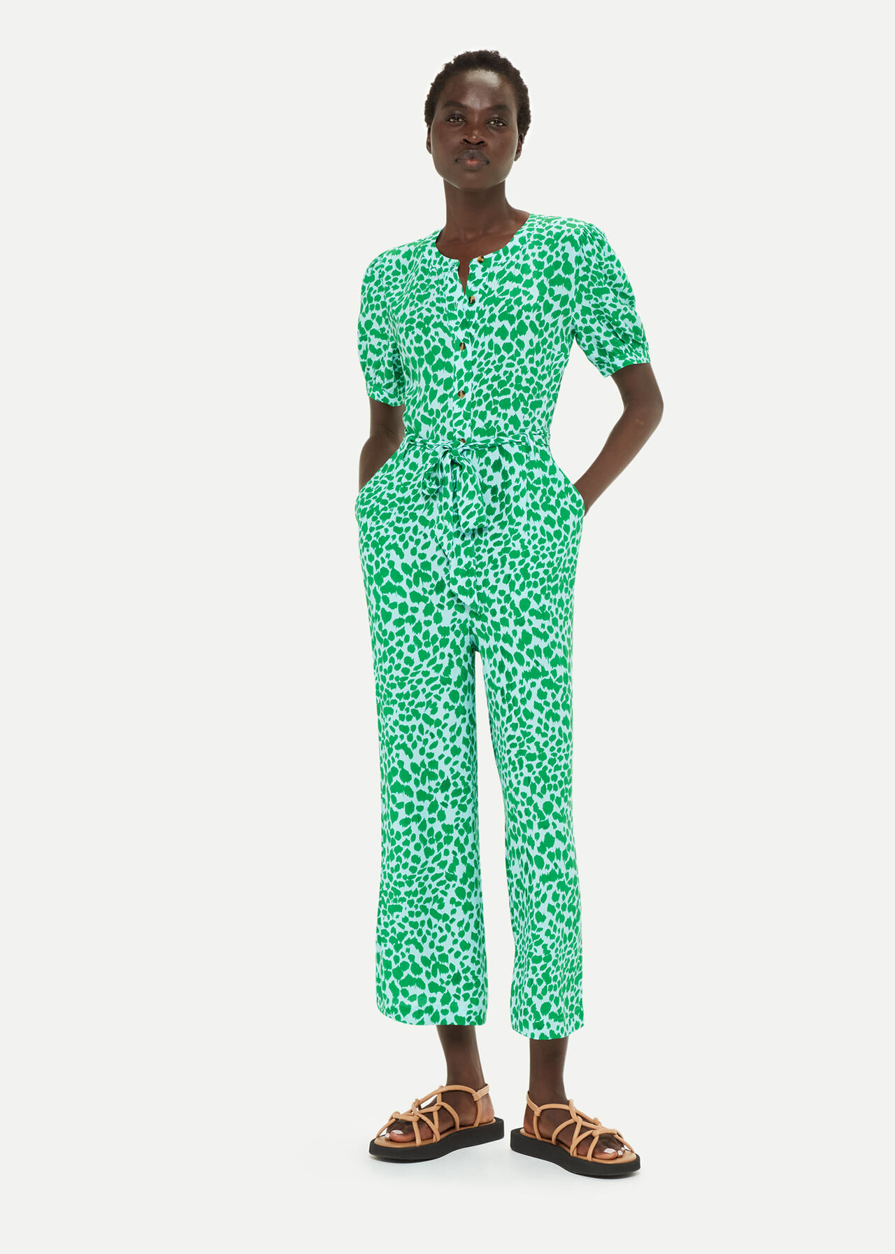 Green/Multi Smooth Leopard Print Jumpsuit, WHISTLES