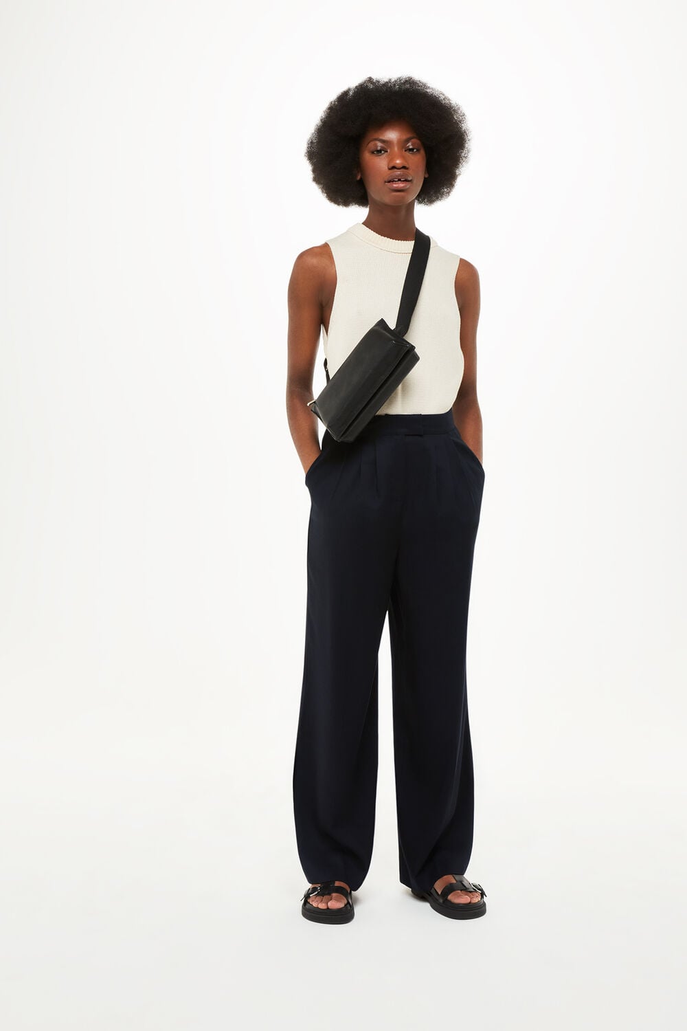 Black Fran Pleat Trouser