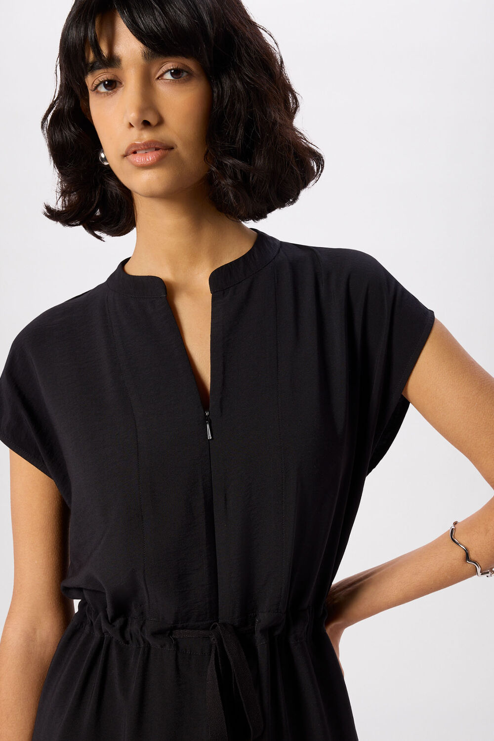 Black Sleeveless Drawstring Jumpsuit