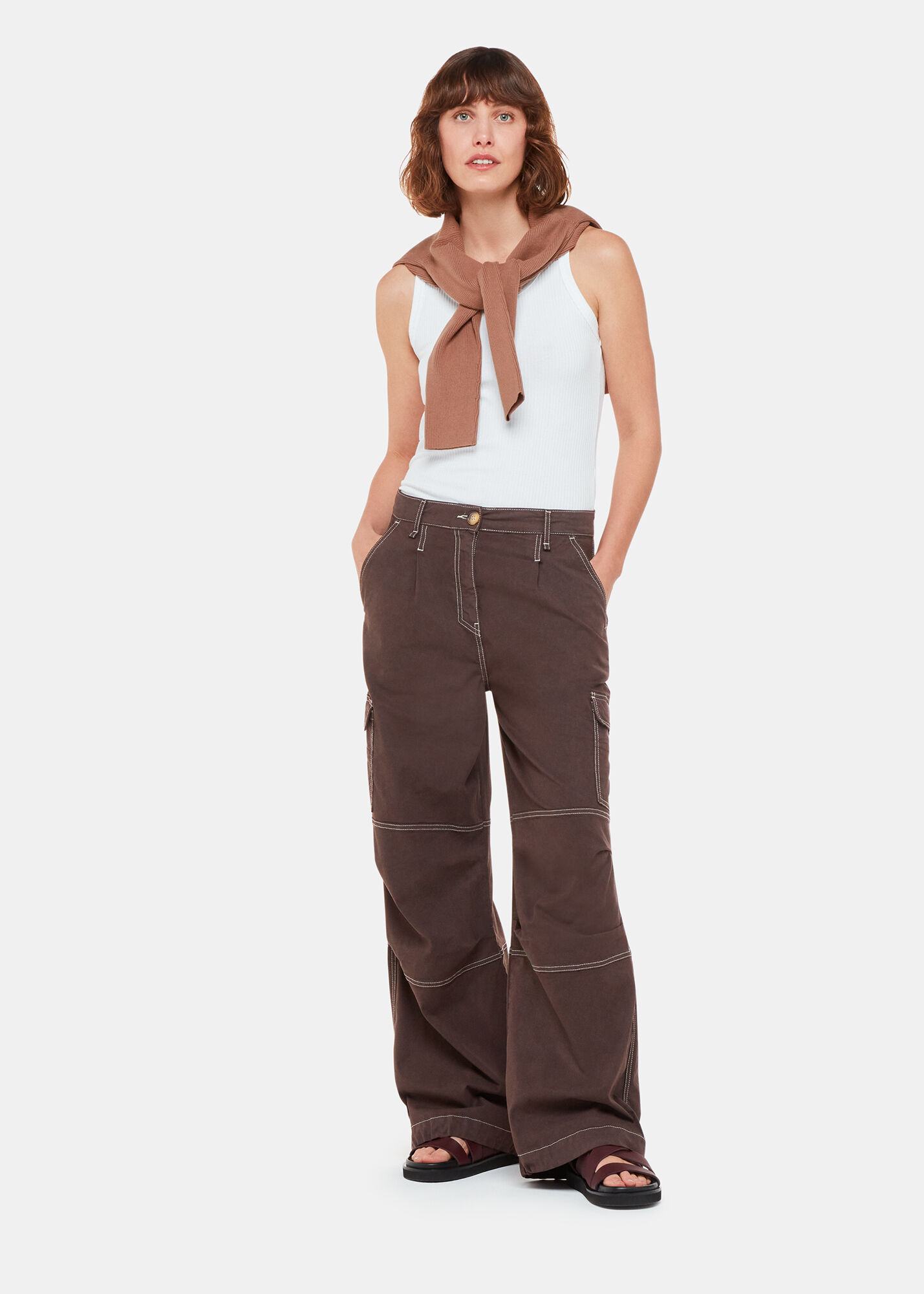 Chocolate Lorna Cargo Trousers | WHISTLES | Whistles US |