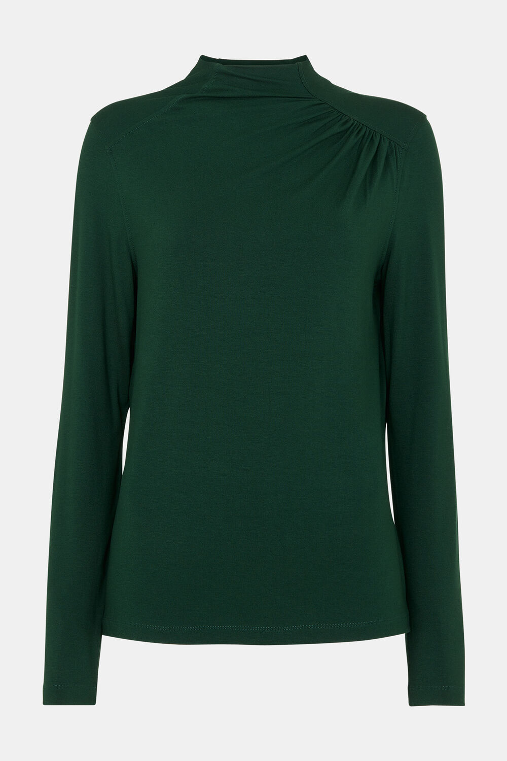 Dark Green Ruched Front Detail Jersey Top