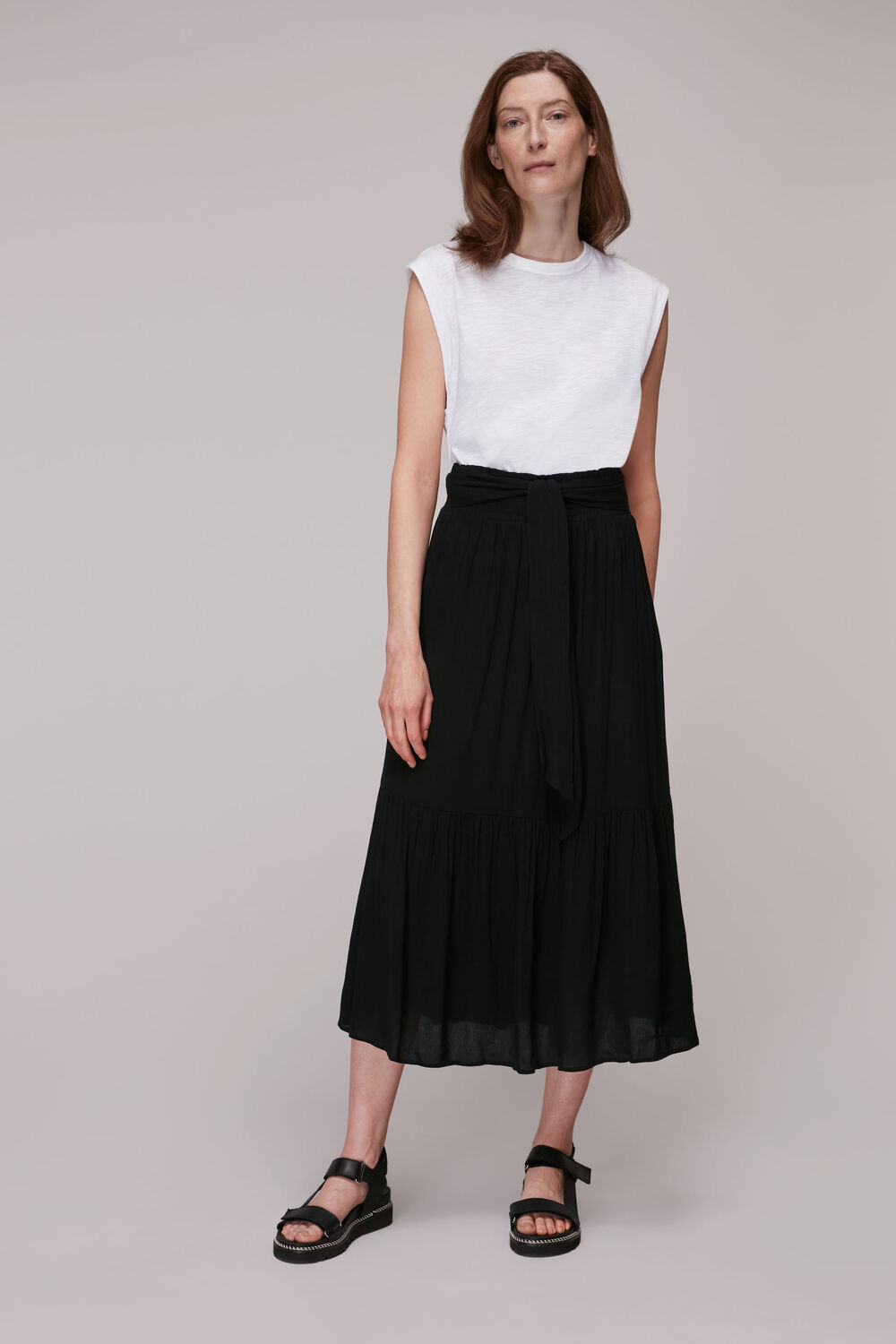 Smocked Waist Skirt Black