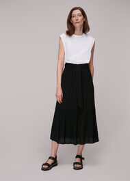 Smocked Waist Skirt Black