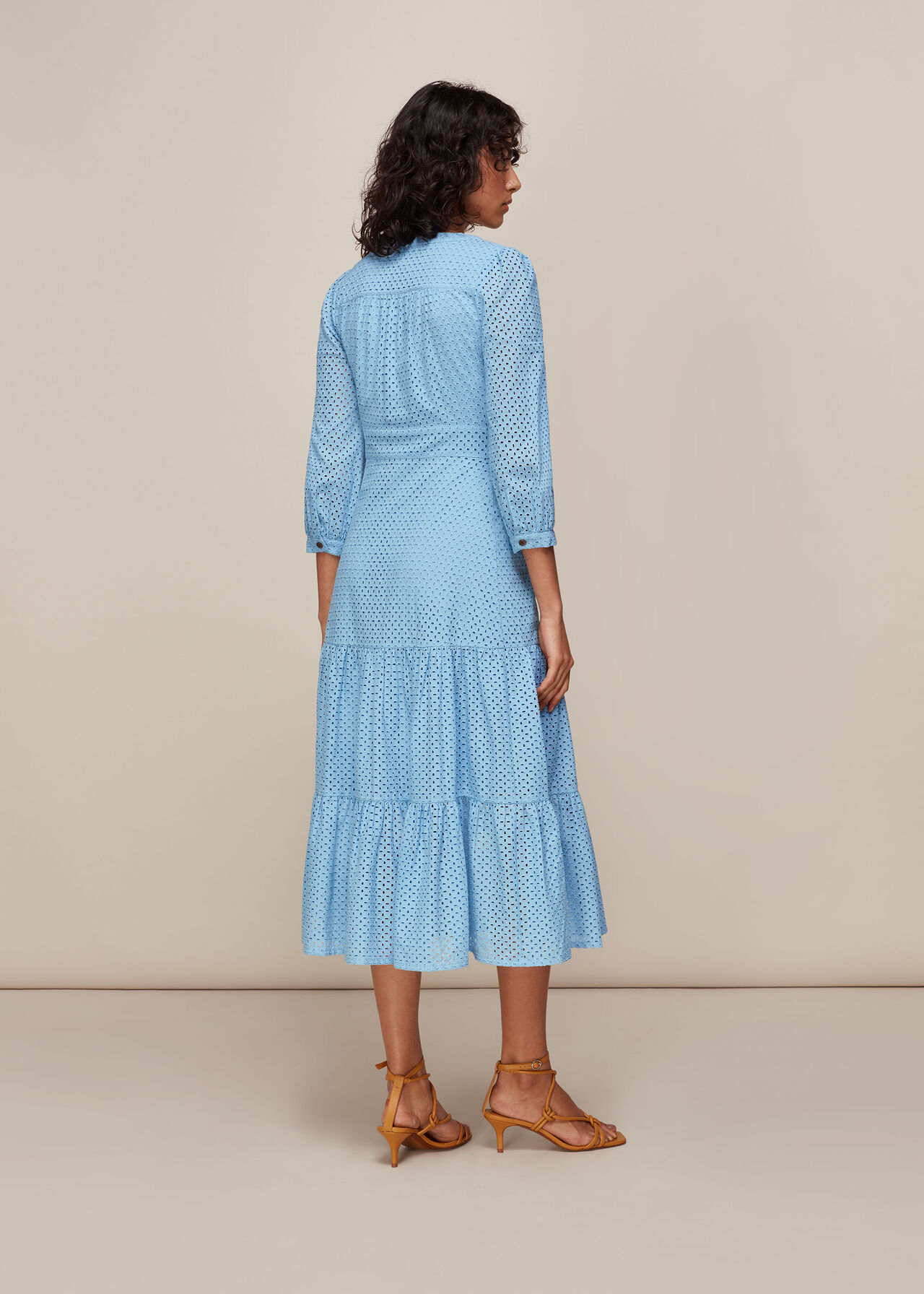 Sara Midi Broderie Dress Pale Blue