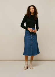 Denim Denim Button Through Skirt | WHISTLES | Whistles UK