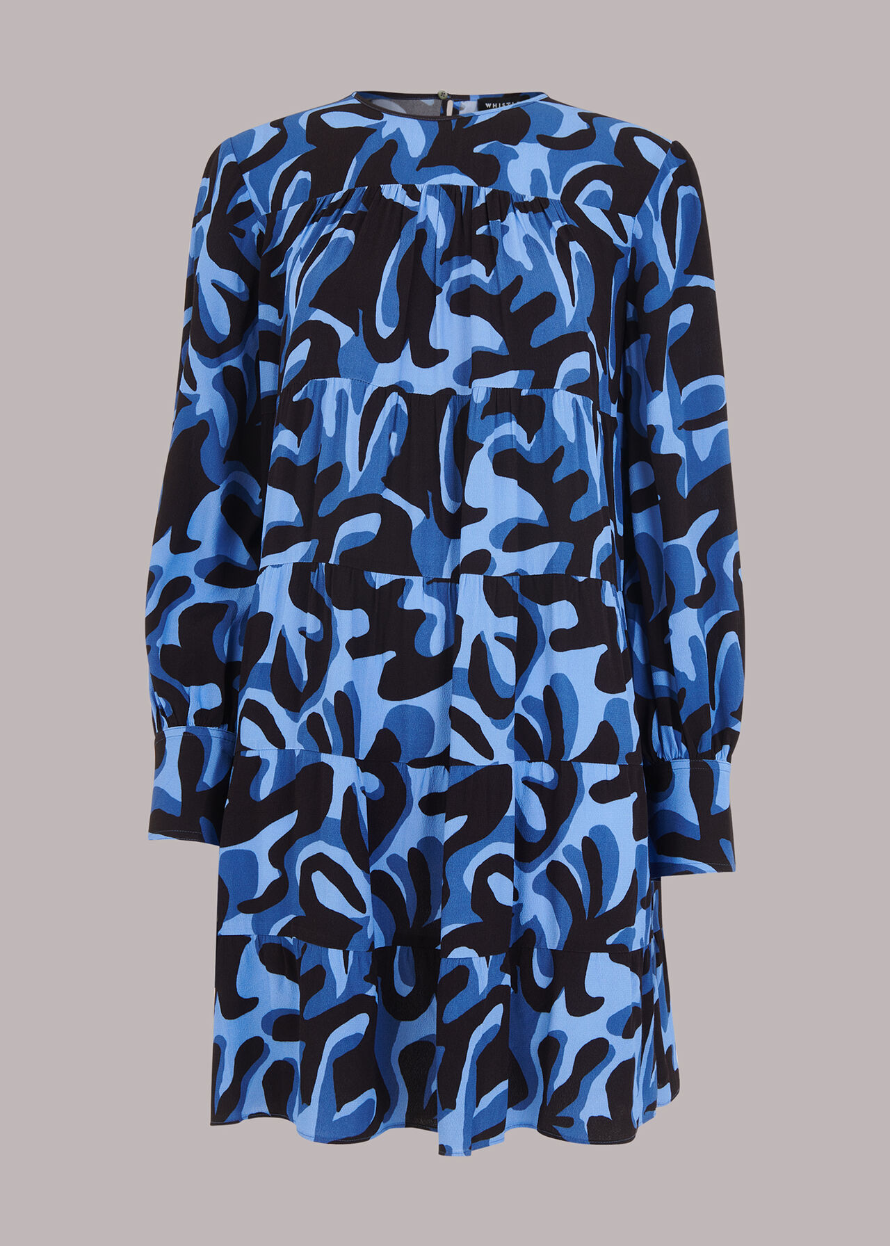 Foliage Print Tiered Dress