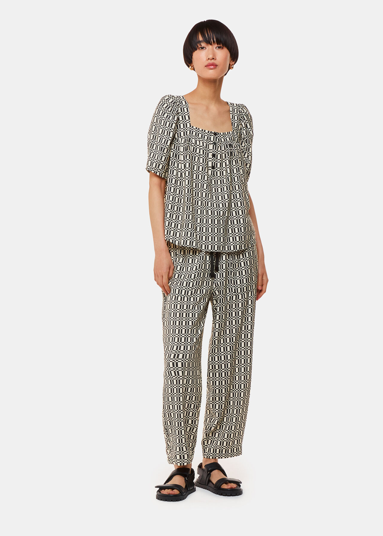 Link Check Square Neck Top