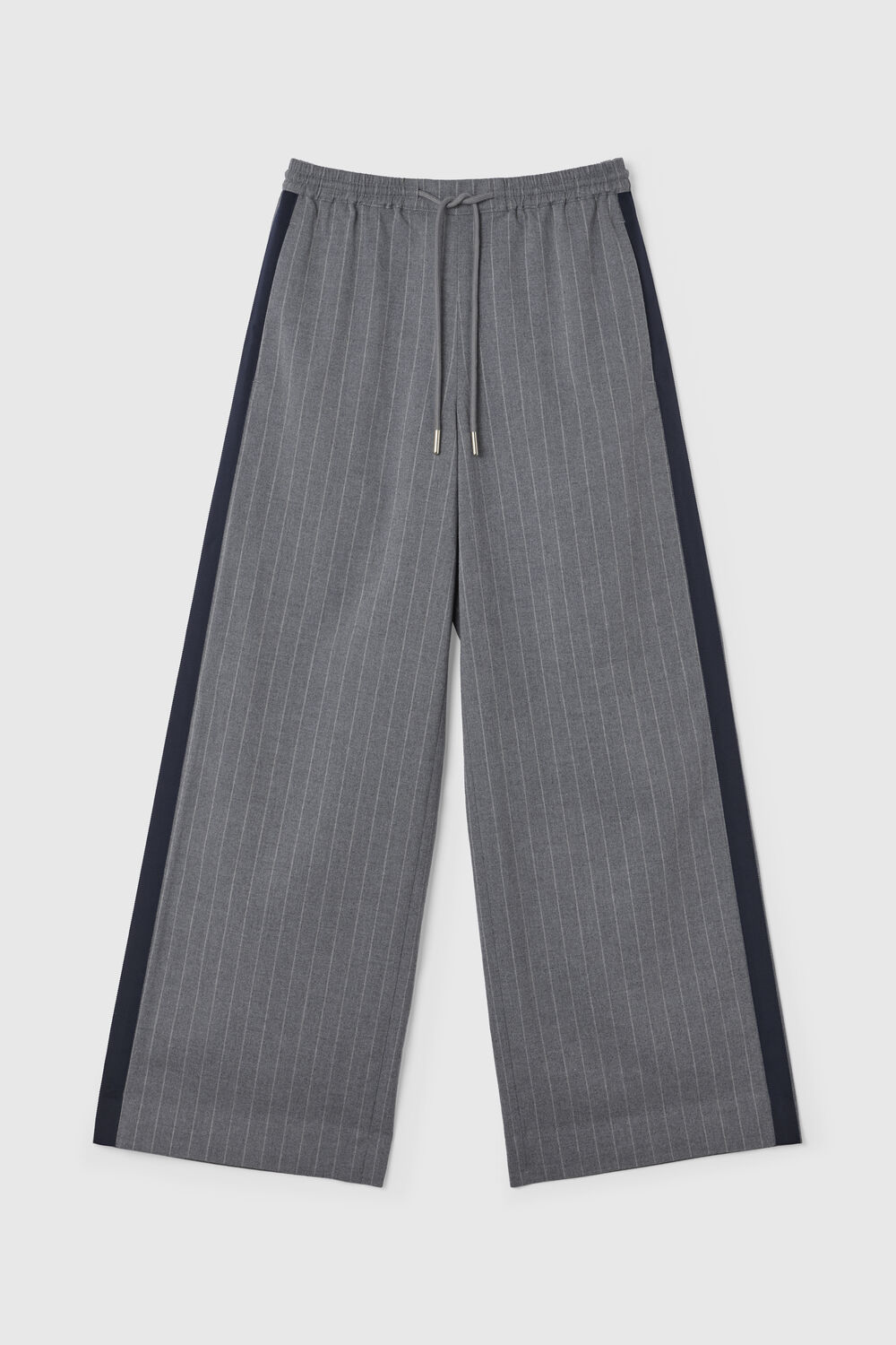 Grey Petite Side Stripe Flannel Jogger
