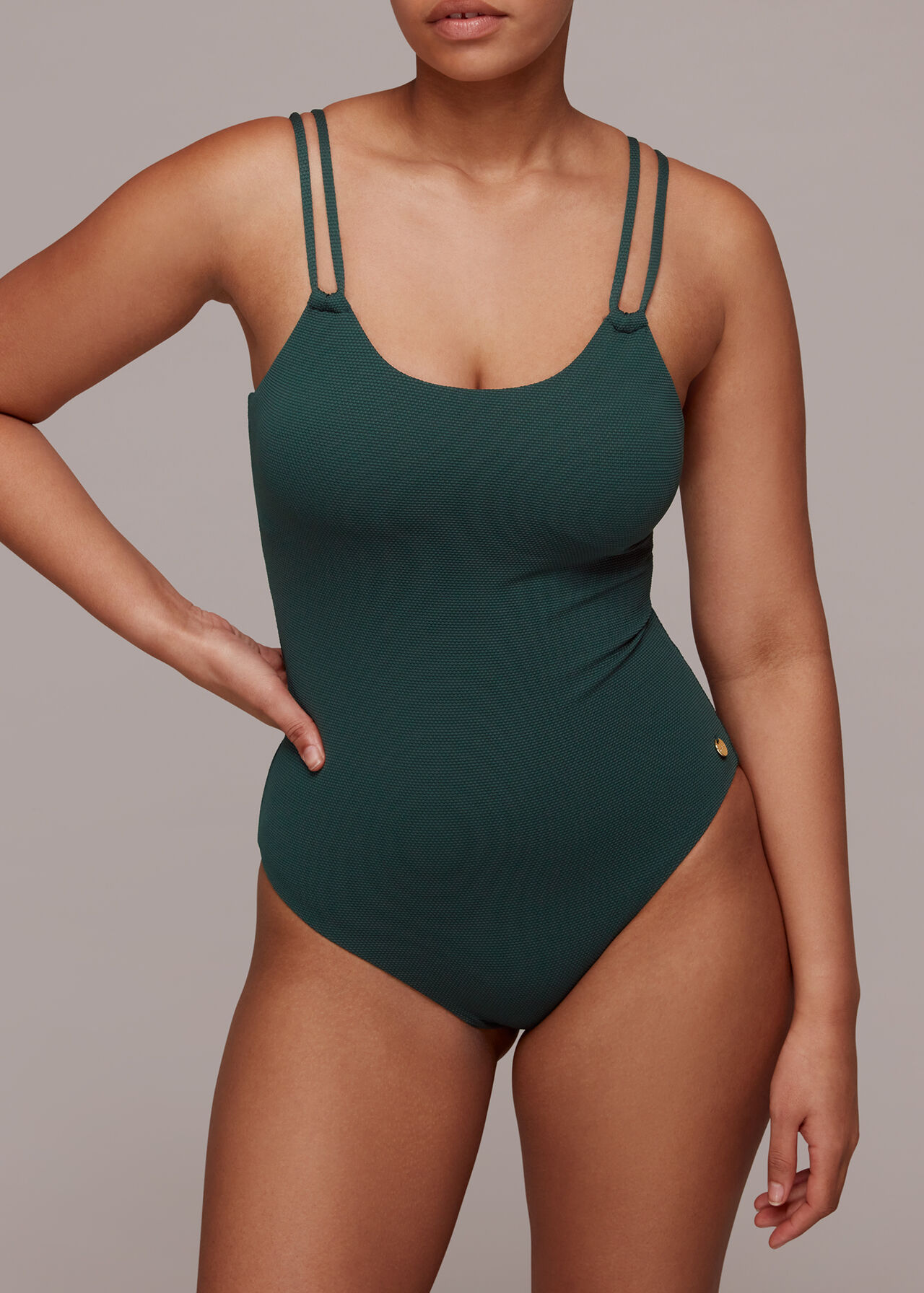 Double Strap Textured Swimsuit