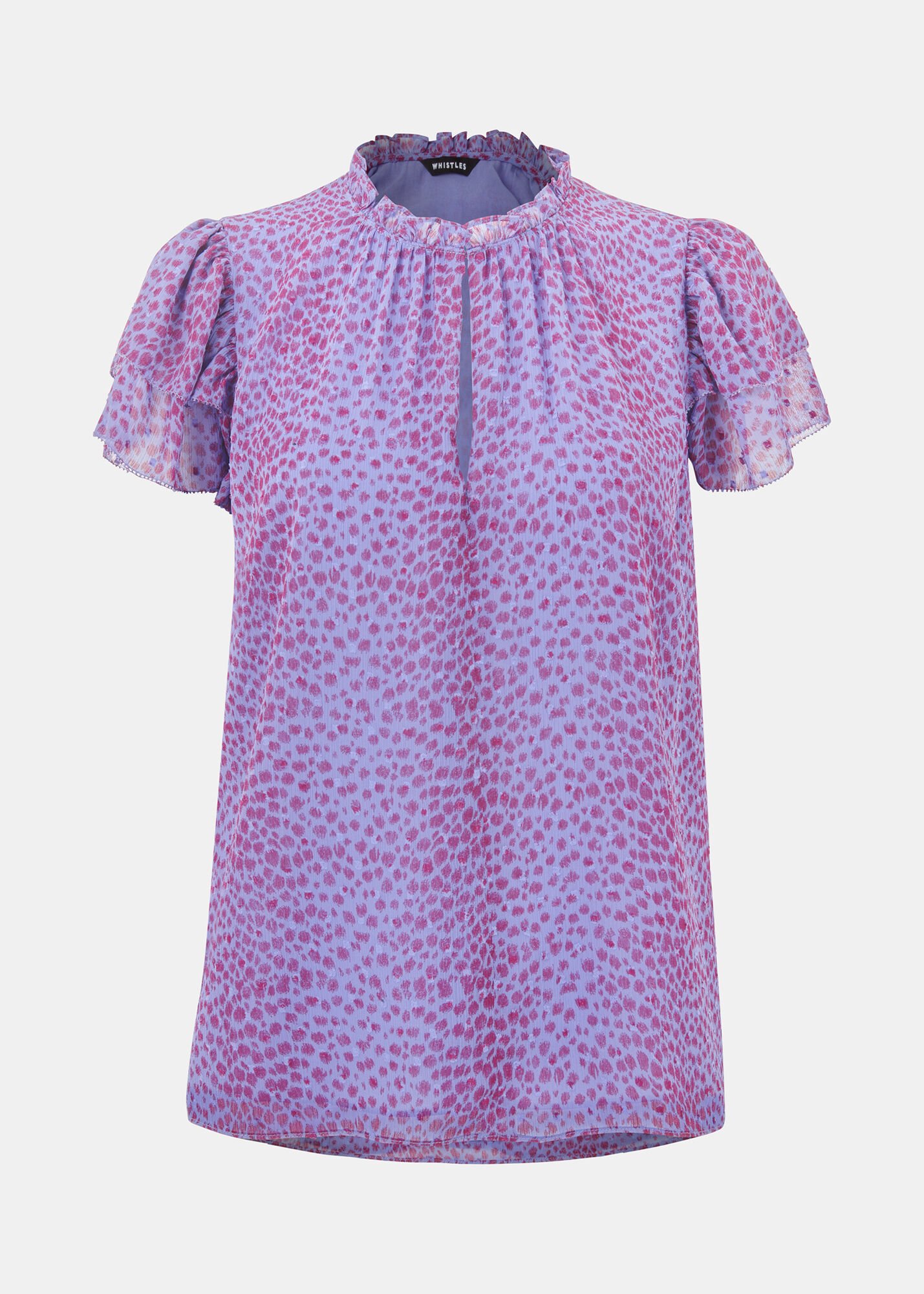 Purple/Multi Sketched Cheetah Frill Top | WHISTLES