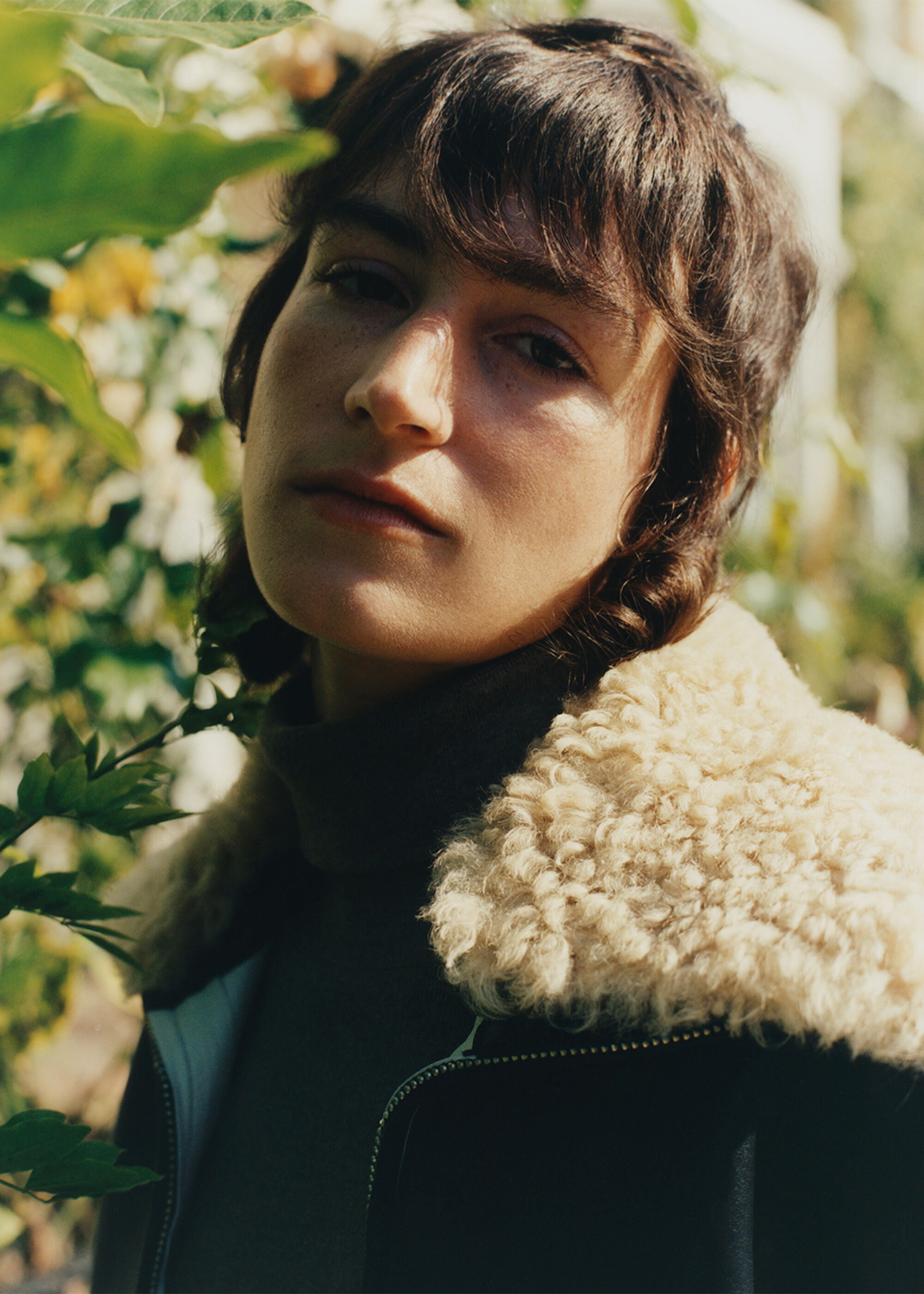 Black Bonded Shearling Collar Jacket | WHISTLES | Whistles US |